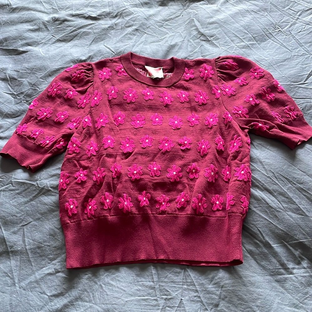 Kate Spade floral short sleeve sweater